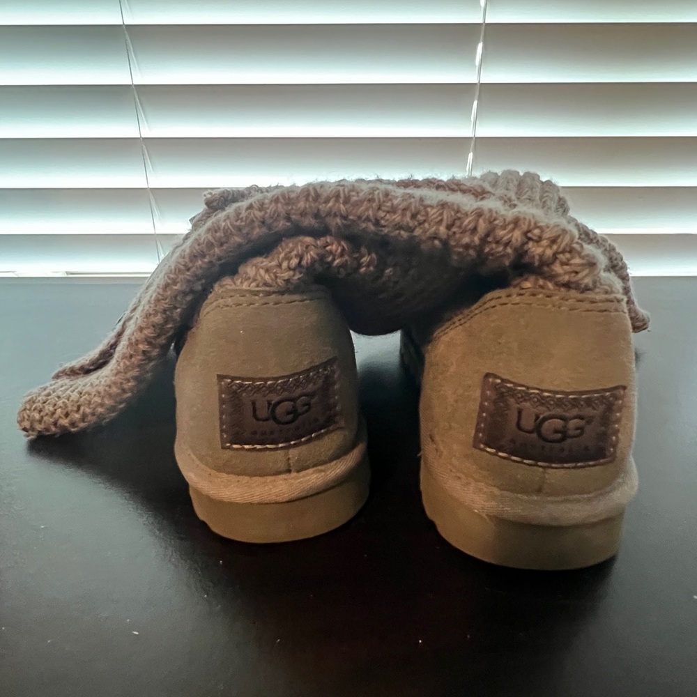 UGG Chestnut Suede Knit-Cuff Booties